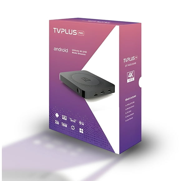 IPTV TVPlus PRO+ 2023 Smart TV Box | Android 9 | 2GB RAM + 16GB Storage | 4K UHD Streaming | Dual-Band Wi-Fi | Includes LIXSUNTEK Ethernet Cable