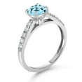 thumbnail image 3 of Gem Stone King 10K White Gold Sky Blue Topaz and White Lab Grown Diamond Engagement Ring for Women | 3.00 Cttw | Cushion 8MM | Gemstone Birthstone | Wedding Engagement Anniversary Ring | Size 6, 3 of 4