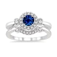 thumbnail image 2 of 1.25 Carat Sapphire and Diamond Wedding Ring Set for Women in 14k White Gold affordable sapphire & diamond engagement ring, 2 of 2