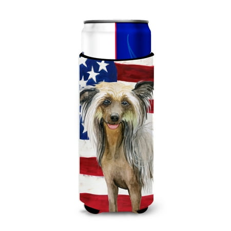 

Carolines Treasures BB9659MUK Chinese Crested Patriotic Michelob Ultra Hugger for slim cans Slim Can multicolor