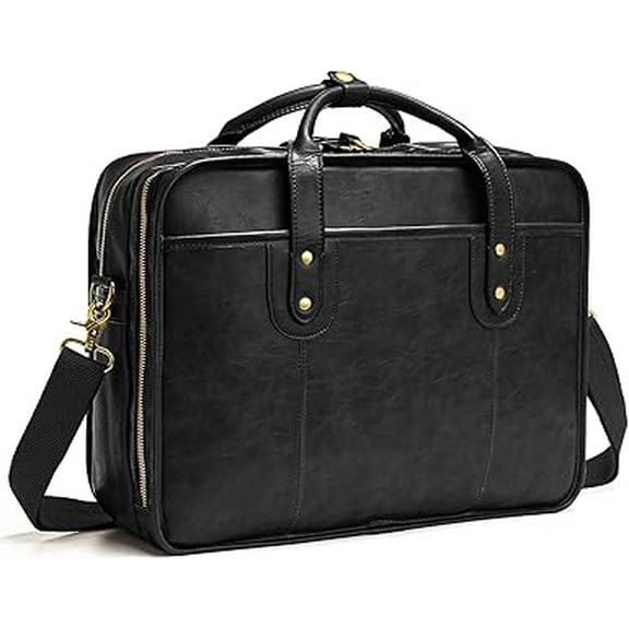 Leather Briefcases for Men 15.6 Inch Business Computer Bag Laptop Bag for Men Water Resistance Travel Messenger Bag
