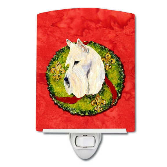 Caroline's Treasures SS4217CNL Curly Coated Retriever Cristmas Wreath Ceramic Night Light, 6x4x3", multicolor