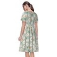thumbnail image 2 of Bixox Robe d'Été à Manches Courtes pour Femmes Robe Ample Longueur Genou avec Poches-Daisies Fleurs, 2 of 7