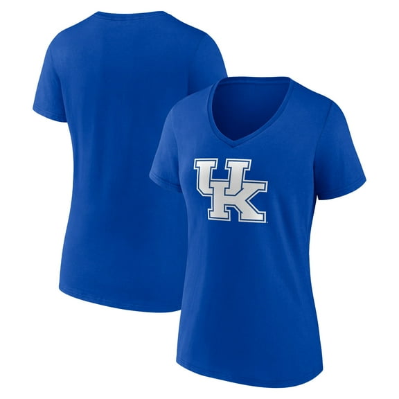 Women's Royal Kentucky Wildcats Team Logo V-Neck T-Shirt