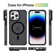 thumbnail image 2 of ShellTech Strong  for iPhone 14 Pro Magnetic & Lens Stand Case [Mil-Grade Protection][Adjustable Kickstand] Translucent Slim Hard Back Soft Edge,Black, 2 of 9