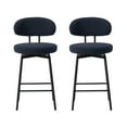 thumbnail image 3 of WestinTrends Alexandria Modern Upholstered Sherpa Fabric Counter Height Bar Stools with Back (Set of 2), Navy Blue, 3 of 14