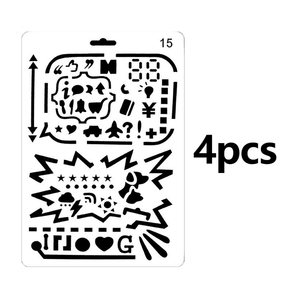 Ccocc 4 Pcs Journal Stencils Time-Saving Stencils Clear Outline Stencil Template Easy Customization
