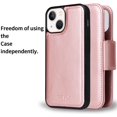 thumbnail image 2 of navor Universal Car Mount & Detachable Magnetic Wallet Case Compatible with iPhone 13 Mini [5.4 inch] [Folio], RFID Protection Kickstand -Rose Gold, 2 of 8