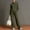 Army Green, variant on Women's Solid Crew Neck Button up Cardigan Sweatshirt & Wide Leg Pants Set, Casual Loose Two Piece Outfit Tracksuit for Daily Street Wear Yellow