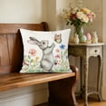 thumbnail image 3 of Easter Bunny Carrots Throw Pillow Covers 18X18 Inches Spring Colorful Floral Green Leaves Pillowcase Soft Cotton Linen Square Spring Cushion Covers for Home Sofa Bedroom, 3 of 6