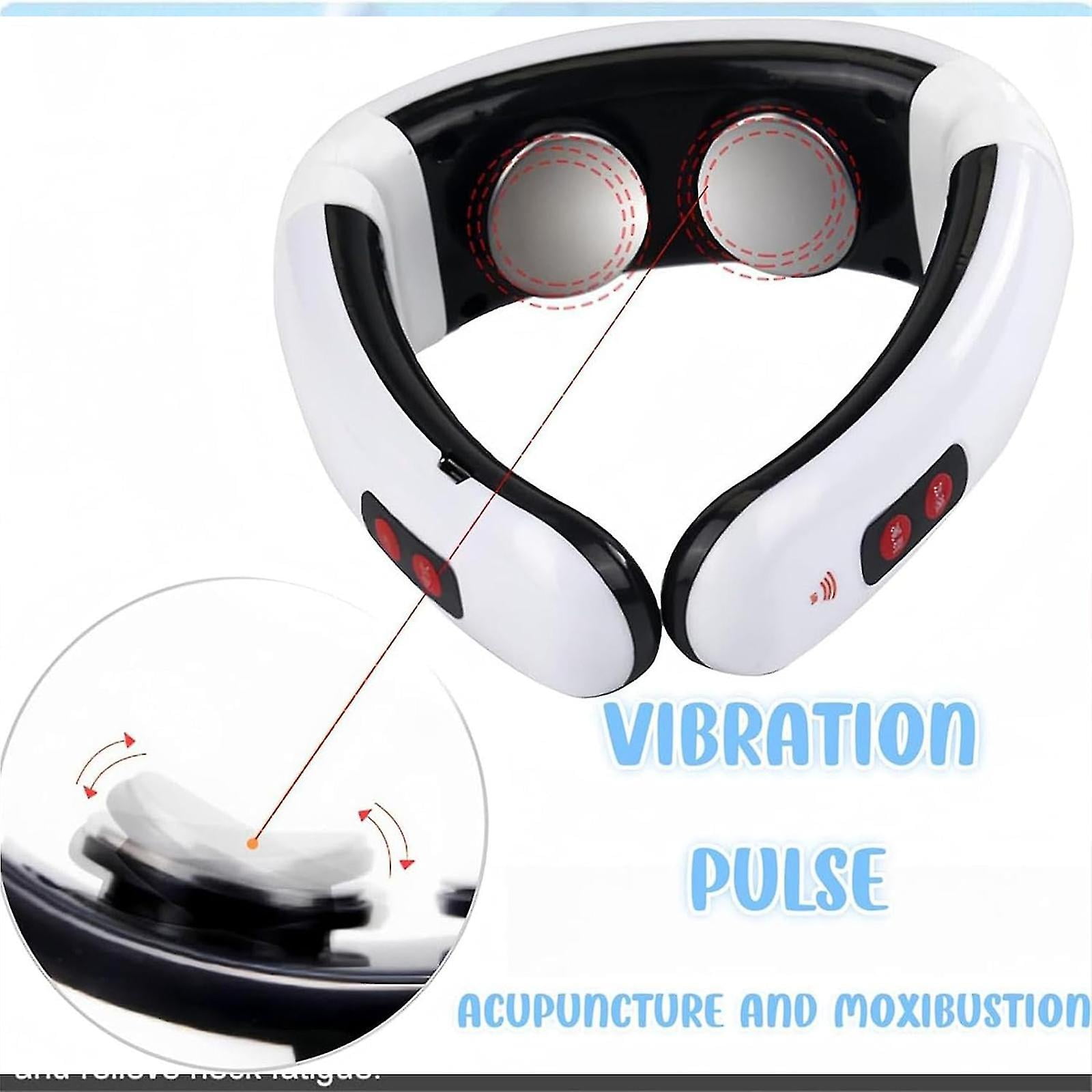JuniShu ® Electric neck massager, portable neck massager for arthritis and neck pain, neck and body massager, heated neck massager, with 6 massage modes and 15x,white,Battery model,Battery model