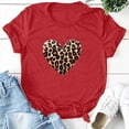 thumbnail image 4 of WREESH Graphic T-Shirts for Women Valentine's Day Heart Leopard Printed Tees for 2025 Summer Casual Red, 4 of 5