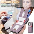 thumbnail image 4 of for iPhone 13 Pro Wallet Case with Shoulder Lanyard Strap, Crossbody Phone Case with Card Holder Slots for Women Girls, Luxury PU Leather Flip Stand Purse Cover Shockproof Case, Purple, 4 of 9