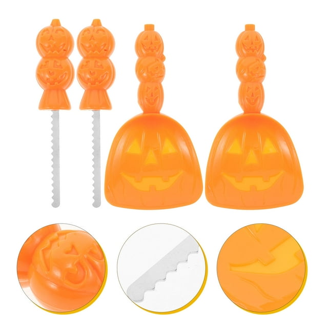 OUNONA 4Pcs Stainless Steel Pumpkin Carving Kit Orange for Easy and Safe Holiday Crafting
