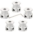 thumbnail image 3 of Timing Pulley Wheel 5 Pcs Aluminum 2GT GT2 20 Teeth Bore 5mm For Makers 3D Printer Components Linear Motion Round Teeth, 3 of 5