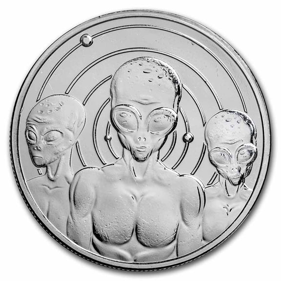 1 oz Silver Round - Space Aliens "I Believe" UFO
