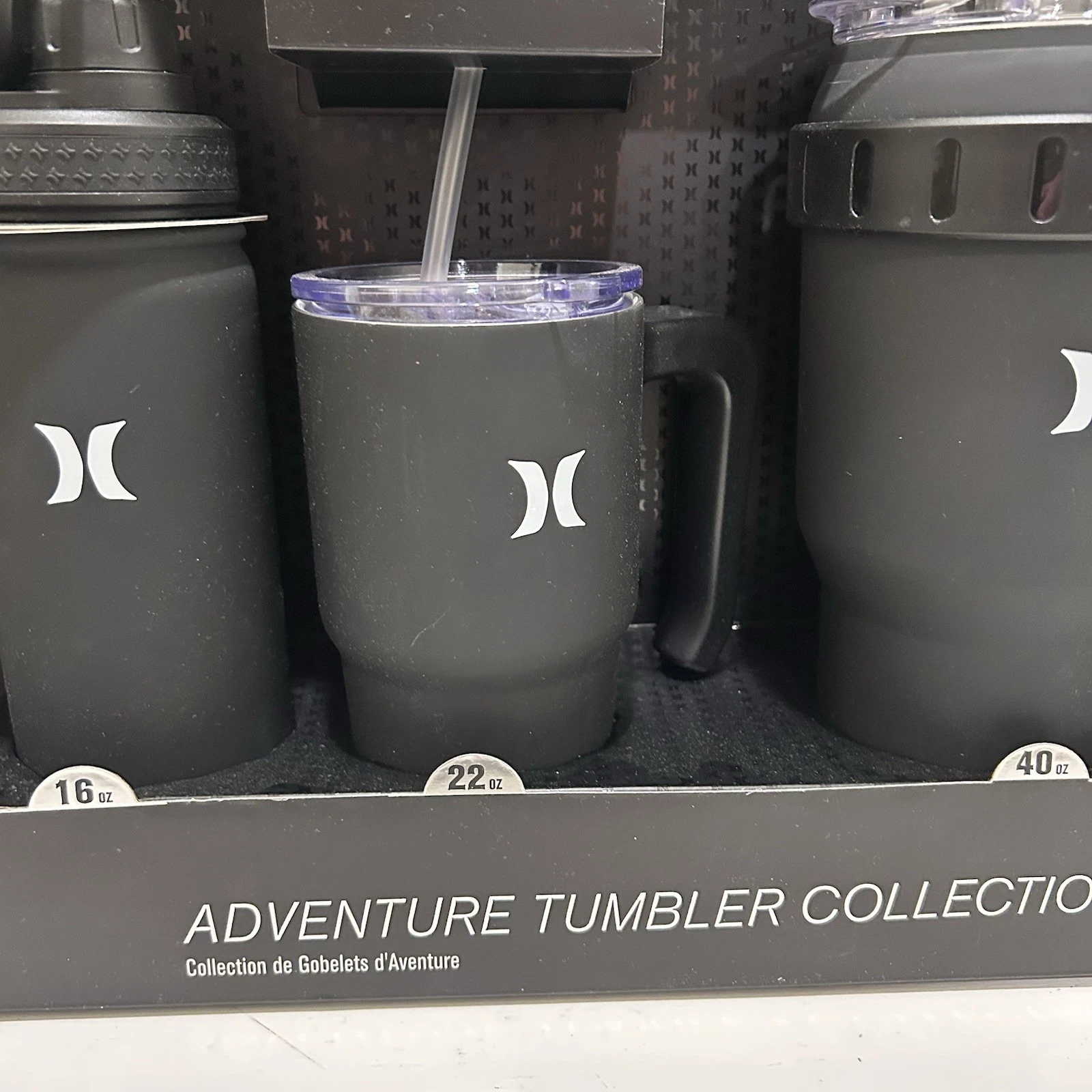 Hurley Adventure Tumbler Collection Thermos 40oz 22oz 16oz 3 Cup Set New Black