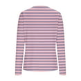 thumbnail image 4 of Womens Fall Tops Stripe Printing Casual Round Neck Long Sleeve Tops T-shirt Blouses Soft Cozy Lightweight Pullover Fashion Stretchable Travel Clothes Fitting Thermal Undershirt Trendy, 4 of 8
