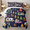 thumbnail image 2 of Erosebridal Colorful Camper Car Quilt King, Woodland Bear King Coverlet Set, 3 Pieces 1 Bedspread and 2 Pillowcases, 2 of 7
