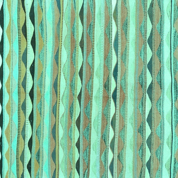 Ahgly Company Machine Washable Indoor Square Southwestern Turquoise Blue Country Area Rugs, 5' Square