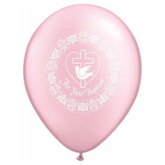 LOONBALLOON Religious Balloons, 11″ FOR YOUR BAPTISM DOVE - PEARL PINK