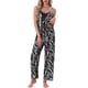 thumbnail image 1 of INSPIRAR CHIC Conjunto de Loungewear de Satén para Mujeres 2 Pcs Cami Tirantes Espagueti Sin Mangas Conjuntos de Pijama con Pantalones Largos S Negro Azabache, 1 of 6