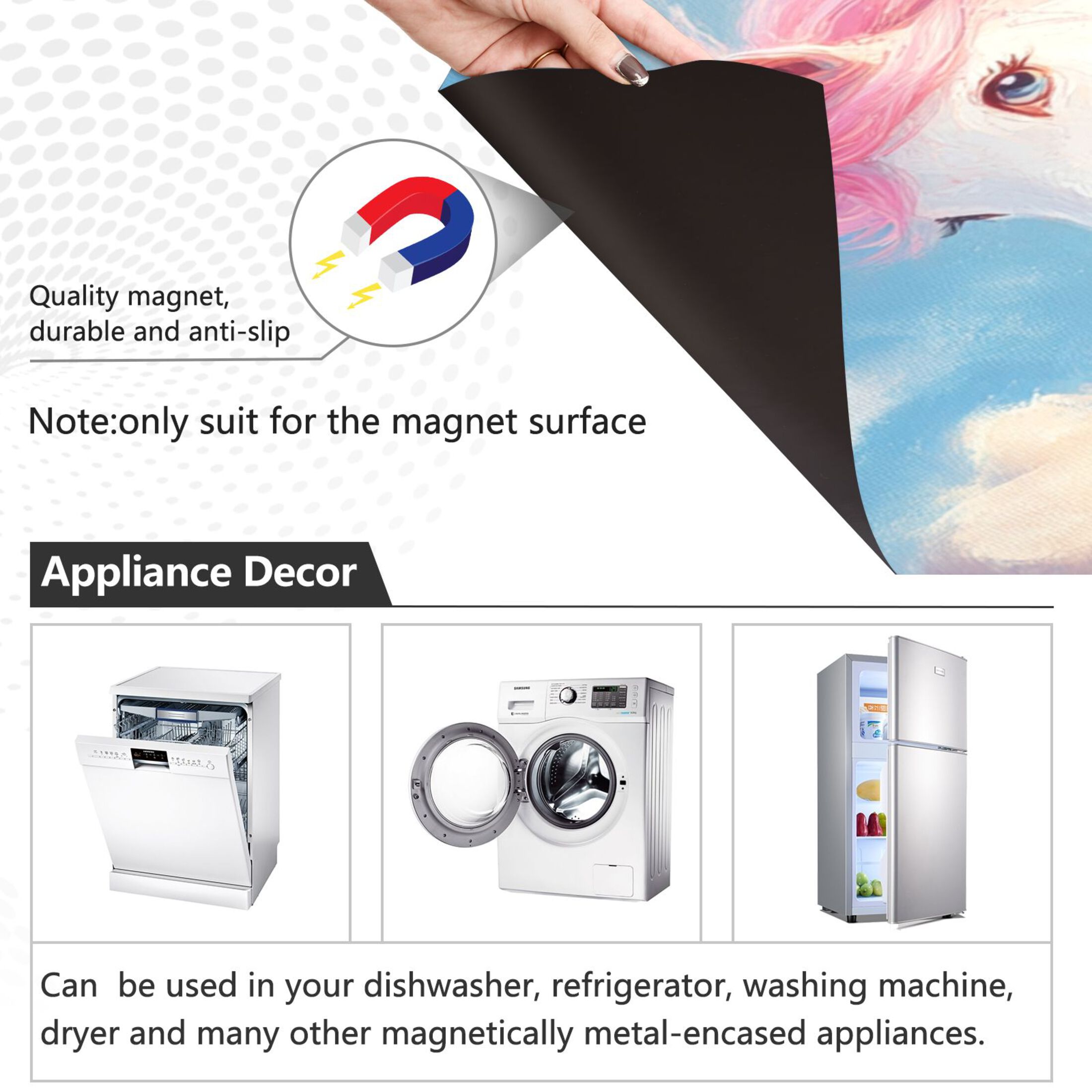 Dishwasher Magnetic Sticker 23x26 Inch Refrigerator Magnetic Sticker Washing Machine Magnetic Sticker Kitchen Panel Magnetic Sticker Home Decor A Beautiful Running Unicorn