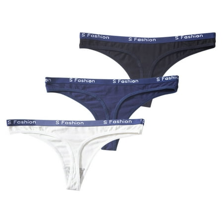 

Spdoo 3 Pack Cotton Thongs for Women Breathable Low Rise Bikini Panties Underwear