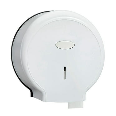 Jumbo Toilet Paper Roll Dispenser Punch Waterproof Wall Mount Single Tissue Holder for Bathrooms (White)