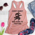 thumbnail image 2 of Every Bunny Was Fung Fu Fighting Tank Top, Ladies Racerback Tank Top, Easter Rabbit Bunny Tank, Ninja Tank, Desert Pink, XX-Large, 2 of 3