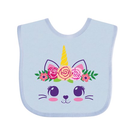 

Inktastic Cute Unicorn Cat Face with Flowers Gift Baby Girl Bib