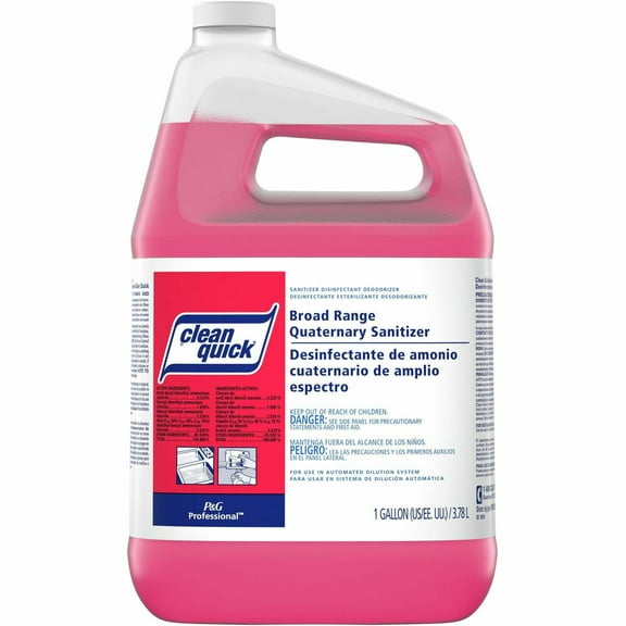 P&G Clean Quick Quaternary Sanitizer - Concentrate - 128 fl oz (4 quart) - 3 / Carton - Rinse-free - Red