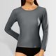 thumbnail image 1 of MHFRRA Camiseta Informal de Manga Larga Acanalada con Cuello Redondo y Corte Entallado para Mujer Gris, 1 of 4