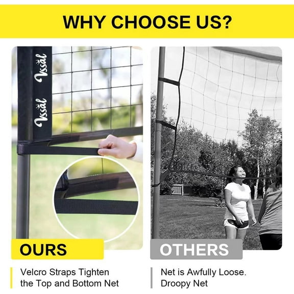 Portable Professional Volleyball Net Set for Outdoor, Anti-Sag Design, Adjustable Height Poles, Complete with Scoring Poles & Carrying Bag