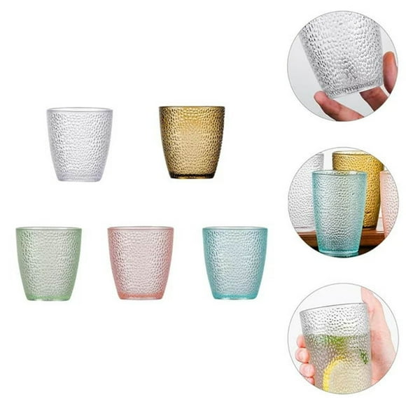 WIFKLSIIPG 5PCS Acrylic Glass Transparent Glass Color Restaurant Juice Drink Water Glass Home Creative Fall Proof
