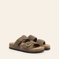 thumbnail image 7 of DREAM PAIRS Women’s Slide Sandals with Genuine Leather Footbed Adjustable Double Buckle Slip-On Flat Sandals with Arch Support, 7 of 7
