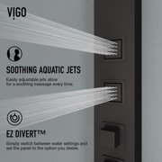 VIGO Bowery 58 in. H x 5 in. W 4-Jet Shower Panel System with Square Rainhead, Tub Filler and Hand Shower Wand in Matte Black
