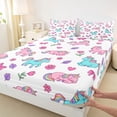 thumbnail image 4 of Metsweet Sweet Unicorn Queen Sheets 4 Pieces, Cartoon Bow Flowers Queen Sheet Sets,1 Fitted Sheet, 1 Flat Sheet and 2 Pillowcases, 4 of 5