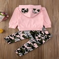 thumbnail image 4 of Baby Girls Hooded Sweatshirt Tops Floral Long Pants with Headband Sweatsuit, 4 of 6