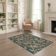 thumbnail image 2 of ODIKA 4'x6' Teal Floral Plume Charcoal Tufted Washable Area Rug Intricate Botanical Motif With Vintage And Artistic Flair for Dorm Room, Small Living Stain Resistant Low Profile, Easy Care, 2 of 7