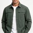 thumbnail image 5 of Men's Lightweight 100% Cotton Work Button Down Shirts, Collared Dual Chest Pockets Breathable Long Sleeve Casual Outdoor Fishing Shacket Tops for Spring Summer Size 5XL Army Green, 5 of 5