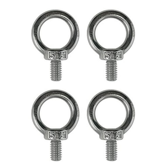 4 Pieces Stainless Steel 316 5/16" Lifting Eye Bolt 5/16" UNC Marine Grade