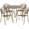 thumbnail image 2 of Flash Furniture Commercial Grade 30" Round Gold Indoor-Outdoor Steel Folding Patio Table Set with 4 Round Back Chairs, 2 of 5
