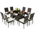 thumbnail image 2 of Costway 10 PCS Patio Rattan Dining Set Glass Table High Back Chair Garden Deck Mix Brown, 2 of 10