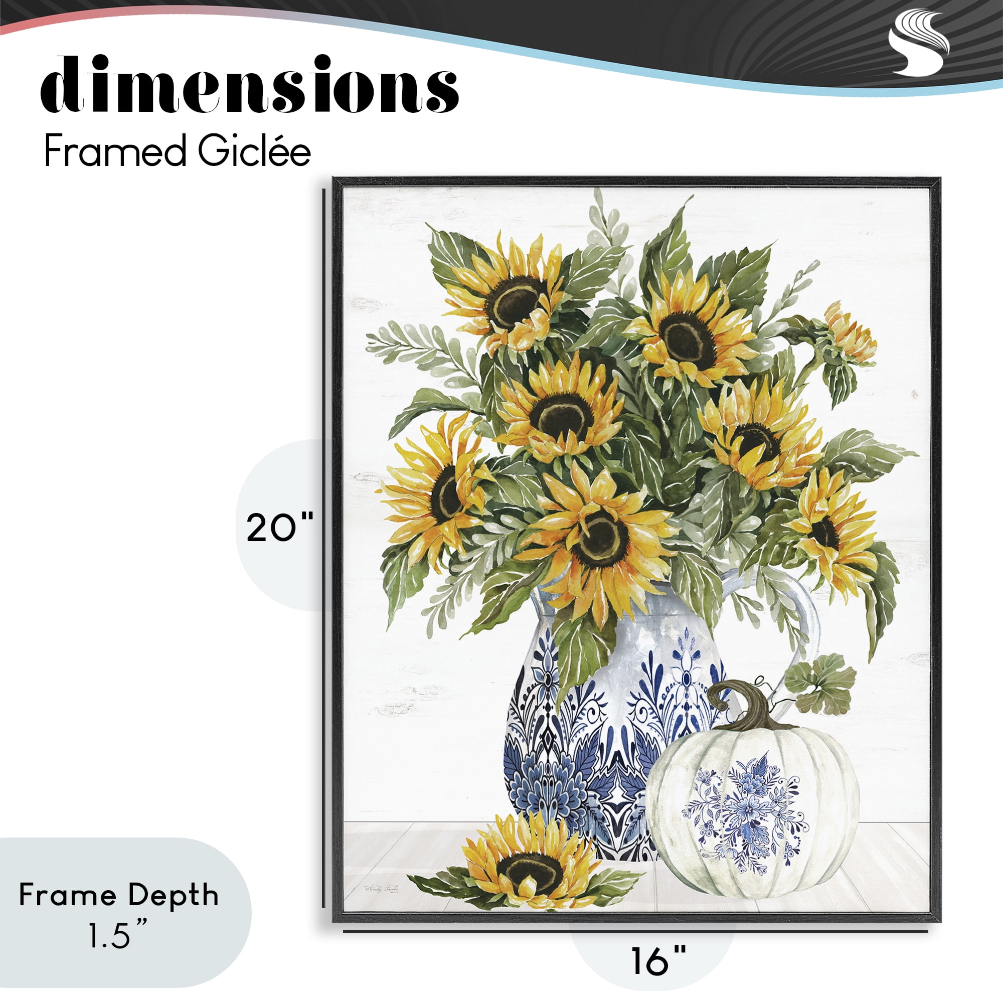 Stupell Industries Imperial Autumn Sunflowers Black Framed Giclee Art, design by Cindy Jacobs