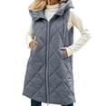 thumbnail image 2 of VBVC Women's Long Quilted Vest with Pockets , Side Zip Hem Sleeveless Puffer Jacket For Women, S-3XL, 2 of 9