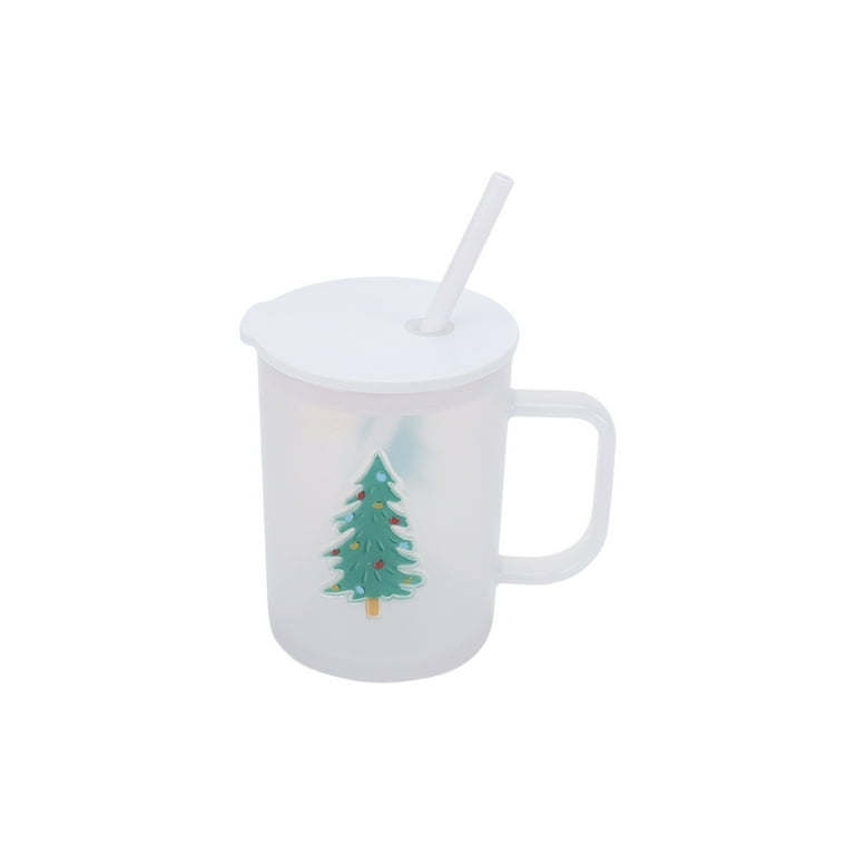 20 Ounce White Frosted Acrylic Christmas Mug with Lid and Straw, by Holiday  Time - Walmart.com