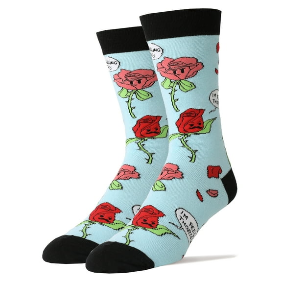 OoohYeah Men's Funny Crew Socks, Flower Socks Novelty Dress Cotton Socks, Thorny, One Size
