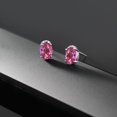 thumbnail image 5 of Gem Stone King 10K White Gold Pink Mystic Topaz and White Diamond Earrings for Women (1.63 Cttw, Gemstone Birthstone, Oval 7X5MM), 5 of 5