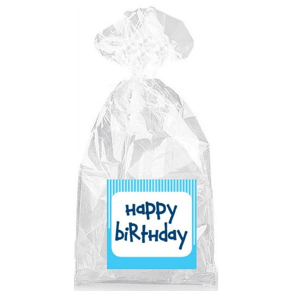 Crazy Cool Blue Happy Birthday Party Favor Bags with Ties - 12pack